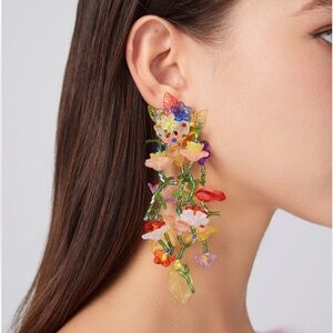 Wildflower Dangle Drop Earrings Lightweight Acrylic Colorful Floral Beaded Vine